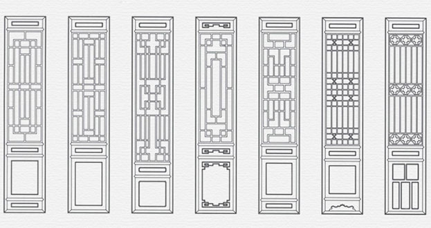 莱西常用中式仿古花窗图案隔断设计图